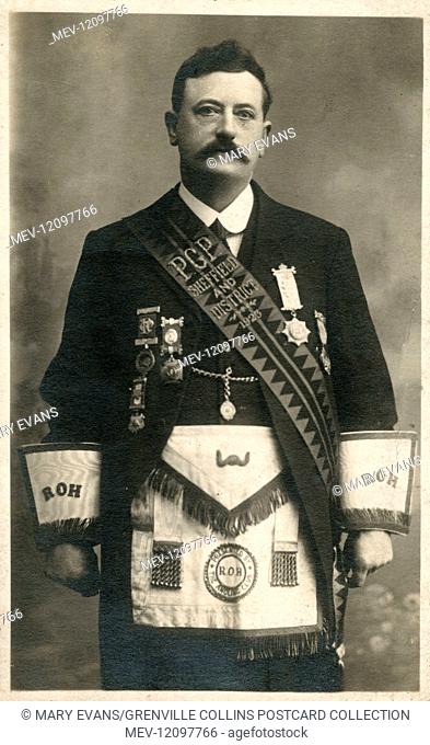 Grandpa Unwin in his uniform as the Provincial Grand Primo (P.G.P.) and member of the Roll of Honour (ROH) Assembly- Sheffield and District Masonic Lodge - his...