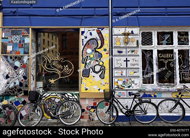Copenhagen, Denmark The mosaic facade of an art gallery in the Vesterbro district on Kaalundsgade