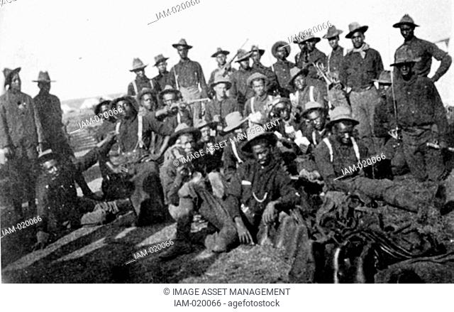 Segregated company of US Soldiers ( Buffalo Soldiers), Camp Wikoff, 1898 during the Spanish-American War National Archives and Records Administration
