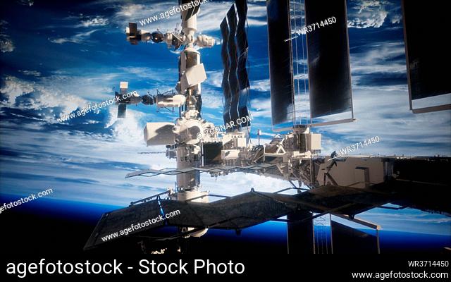 Earth and outer space station iss