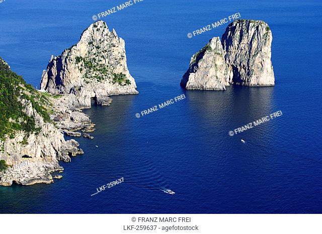 Faraglioni, rock formation at the coast, Capri, Italy, Europe