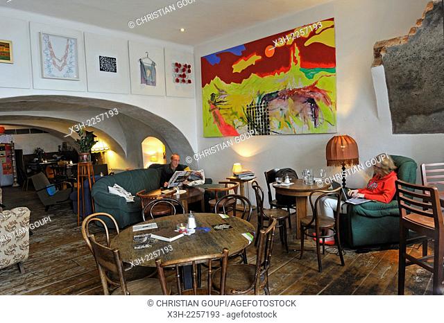 cafe adjoining the Egon Schiele Art Centrum, Cesky Krumlov, Czech Republic, Europe