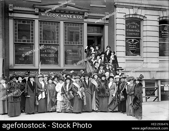 New Jersey Woman Suffrage Group Leaving Headquarters For White House, 1913. Creator: Harris & Ewing