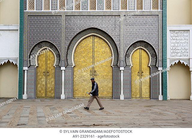 North Africa, Morocco, City of Fez (Fes), Copper monumental Gates of the Royal Palace