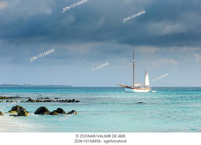 Picture showing a big sailboat on sea