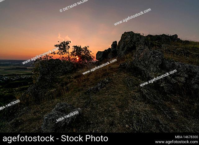 Dolomite rocks at the table mountain Ehrenbürg or the 'Walberlae, Nature Park Fö€°nkische Schweiz, County Forchheim, Upper Franconia, Franconia, Bavaria