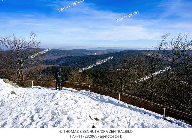 18th February 2019: Brotterode / Grosser Inselsberg: View from the summit of the Big Island Mountain towards Thueringen. Photo: Thomas Eisenhuth | usage...