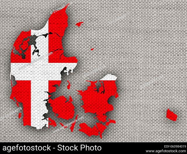 Karte von Dänemark auf Textur - Textured map of Denmark