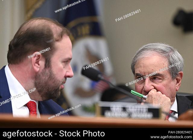 United States Representative John Yarmuth (Democrat of Kentucky), Chairman, US House Committee on the Budget (R) listens to United States Representative Jason...