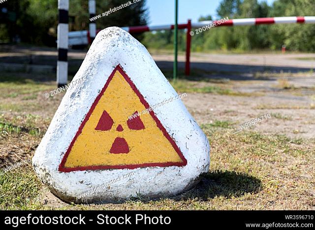 Signpost warning of radioactivity in Belarus, White-Russia