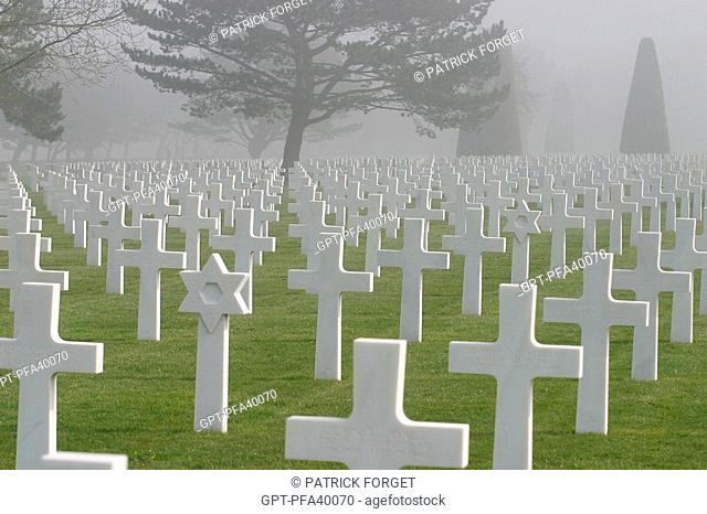 9387 AMERICAN SOLDIERS REST IN PEACE IN THE MILITARY CEMETERY OF COLLEVILLE-SUR-MER, D-DAY LANDING SITE, CALVADOS 14