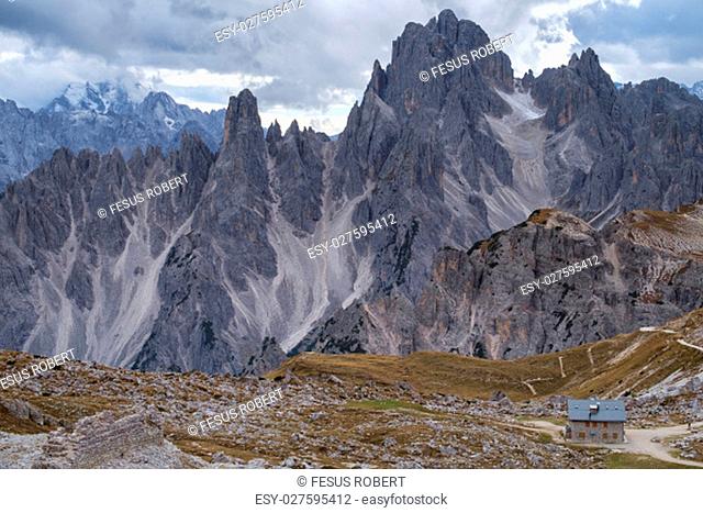 Cadini di Misurina range in National Park Tre Cime di Lavaredo. Dolomites, South Tyrol. Italy, Europe