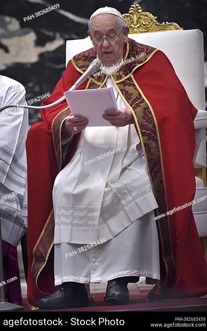 Pope Francis during a Mass on All Souls' Day for bishops and cardinals who died in 2022, in St. Peter's Basilica at the Vatican Nov. 2, 2022
