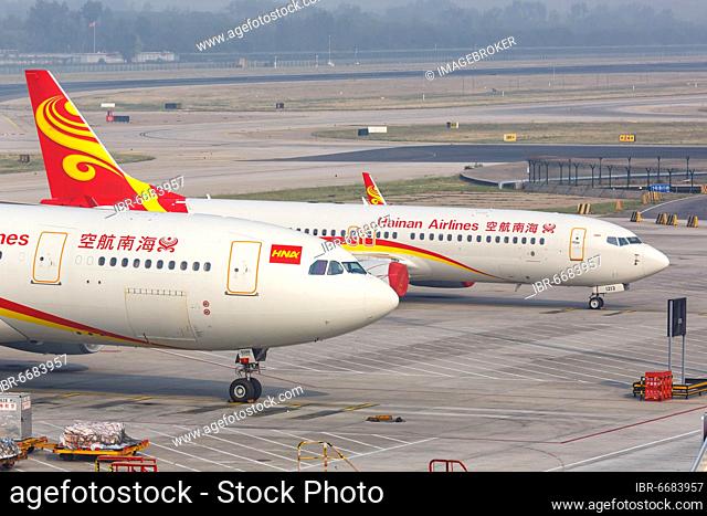 Boeing 737-800 aircraft of Hainan Airlines with registration number B-1213 at Beijing Airport (PEK), Beijing, China, Asia