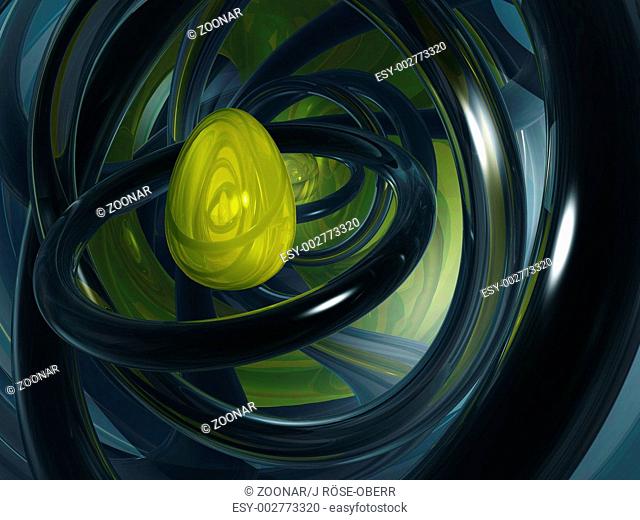 goldenes osterei in futuristischer umgebung - 3d illustration