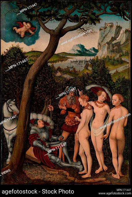 The Judgment of Paris. Artist: Lucas Cranach the Elder (German, Kronach 1472-1553 Weimar); Date: ca. 1528; Medium: Oil on beech; Dimensions: 40 1/8 x 28in