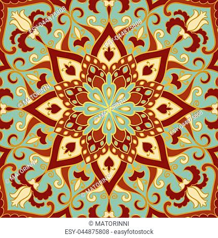 Colorful oriental ornament of mandala. Template for the shawl, carpet, textile and other surfaces