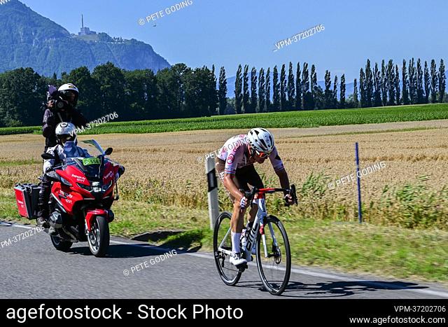 Luxembourgish Bob Jungels of AG2R Citroen pictured in action during stage nine of the Tour de France cycling race, a 183km race from Aigle to Chatel les Portes...