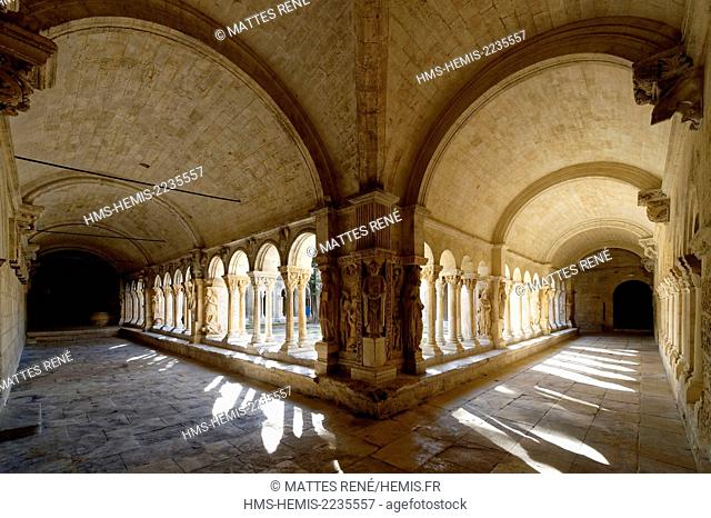 France, Bouches du Rhone, Arles, Church of St Trophime of the 12th-15th century, listed as World Heritage by UNESCO, the cloister