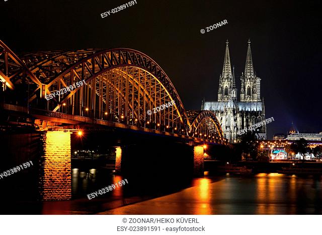 View of the city of Cologne at night