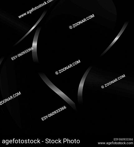 Abstract dark black textured panoramic background with smooth silvery lines - Vector illustration