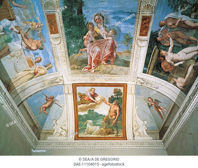 The frescoes by Domenichino (1581-1641) in the small Living Room of Palazzo Odescalchi, Bassano Romano, Lazio. Italy