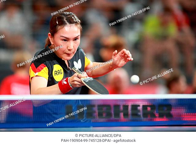 04 September 2019, France (France), Nantes: Table tennis, women: European Championship, team, Germany - Slovenia; preliminary round, Group B, 2nd matchday