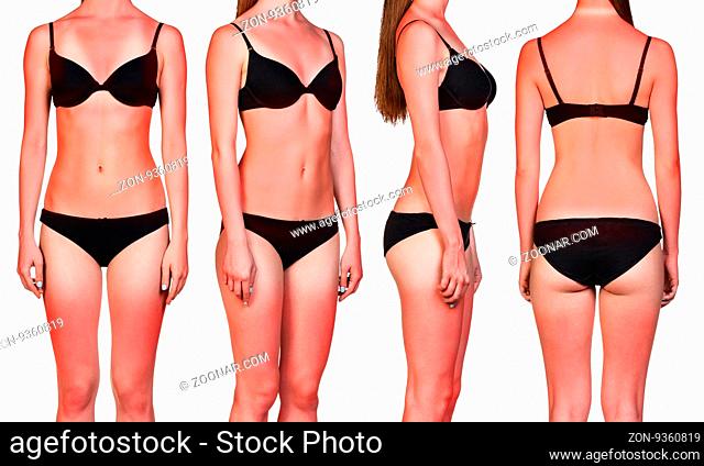 Woman#39;s body with a bad case of sunburn isolated on white background