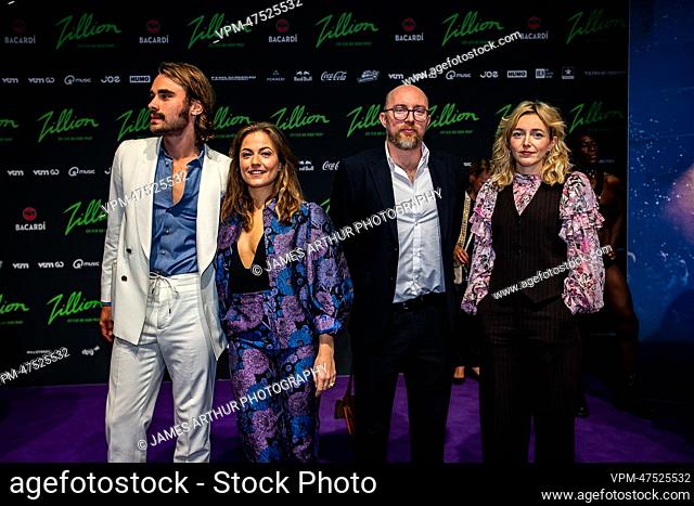 actor Boris Van Severen, actress and television presenter Frances Lefebure, unknown and actress Evelien Bosmans pictured during the premiere of 'Zillion'