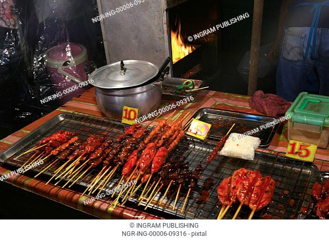Cooked meat on barbecue grill in restaurant, Koh Samui, Surat Thani Province, Thailand