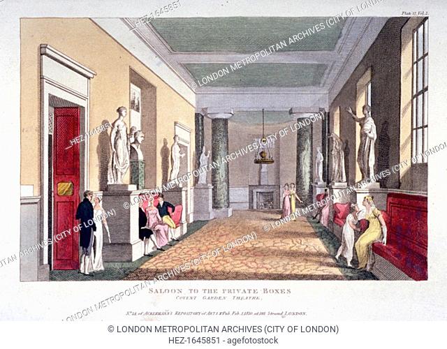 Room off the private boxes, Covent Garden Theatre, Bow Street, Westminster, London, 1810