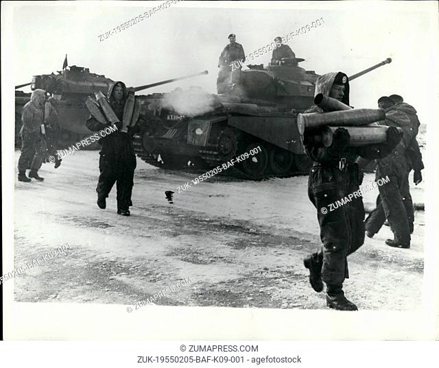 Feb. 05, 1955 - 5-2-55 Tank battalion under training at Belsen-Hohne Germany ?¢‚Ç¨‚Äú The 1st Squadron of the 4th Heavy Tank battalion 1st
