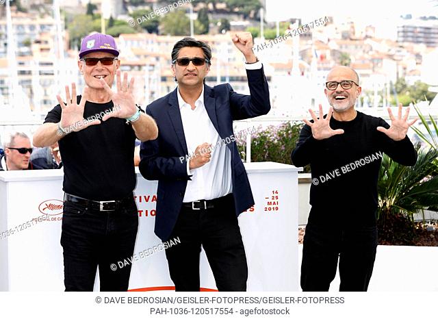 Fernando Signorini, Asif Kapadia and Daniel Arcucci at the 'Diego Maradona' photocall during the 72nd Cannes Film Festival at the Palais des Festivals on May 20