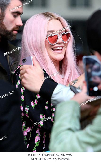Kesha arrives at BBC Radio 1, wearing heart shaped glasses ahead of her Live Lounge performance. Featuring: Kesha Where: London