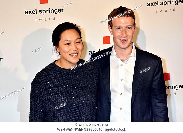 Axel Springer Award at Axel-Springer-Haus in Kreuzberg Featuring: Priscilla Chan, Mark Zuckerberg Where: Berlin, Germany When: 25 Feb 2016 Credit: AEDT/WENN