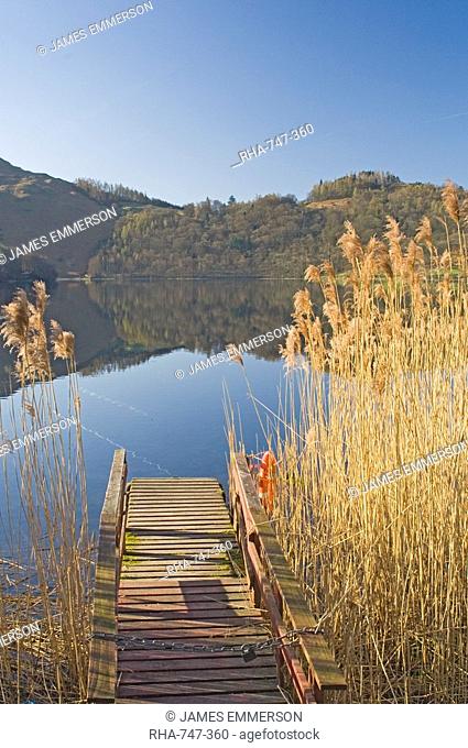Boat landing, Grasmere village, Lake Grasmere, Lake District National Park, Cumbria, England, United Kingdom, Europe