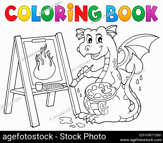 Coloring book painting dragon theme 2 - picture illustration