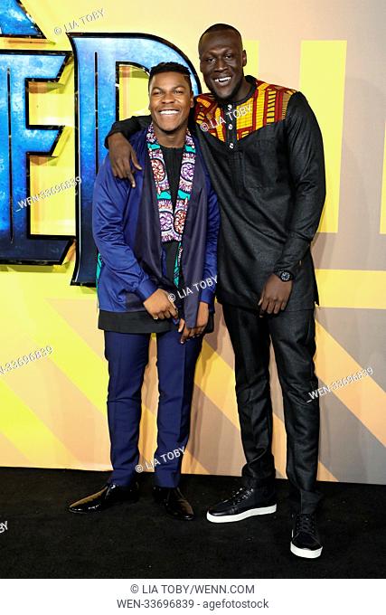 Black Panther European Premiere held at the Eventim Apollo - Arrivals Featuring: John Boyega, Stormzy Where: London, United Kingdom When: 08 Feb 2018 Credit:...