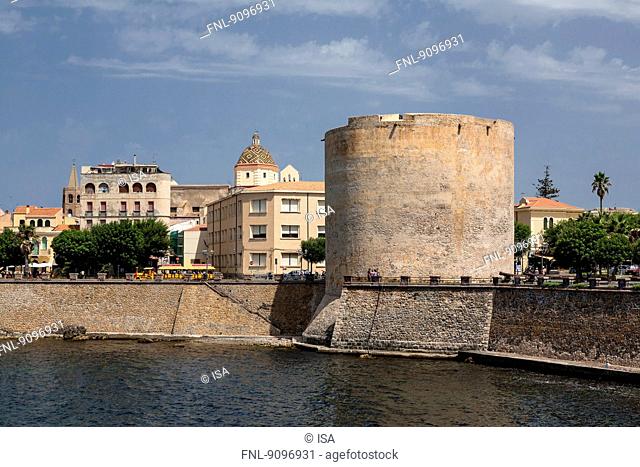 Fortification tower in Alghero, Sardinia, Italy