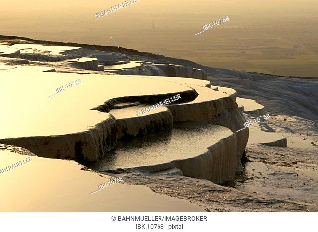 Turkey Pamukkale in the Meander valley sinter terraces consisting of lime formed by hot springs