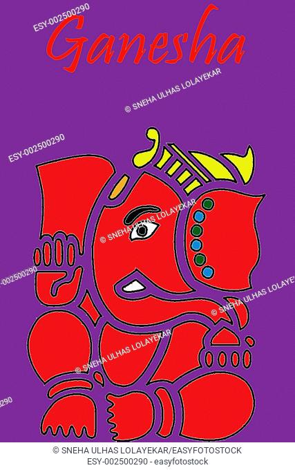 Ganesha illustration on purple background
