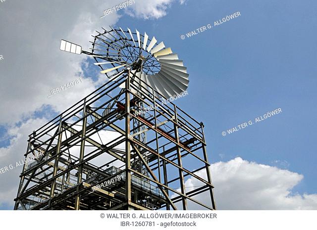 Wind wheel, Landschaftspark Duisburg-Nord landscape park, a former Thyssen blast furnace plant in Meiderich, Duisburg, North Rhine-Westphalia, Germany, Europe