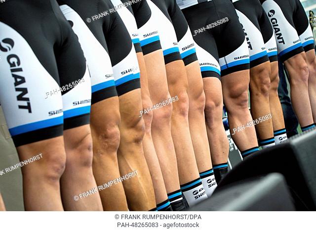 Teams Giant-Shimano seen before the start of the Eschborn-Frankfurt City Loop in Eschborn,  Germany, 01 May 2014. 21 teams with 168 cyclists are taking part in...
