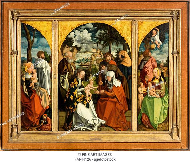 Triptych with the Holy Kinship by Döring, Hans (c. 1483-1558)/Oil on wood/Renaissance/1515/Germany/Kasteel Huis Bergh/164