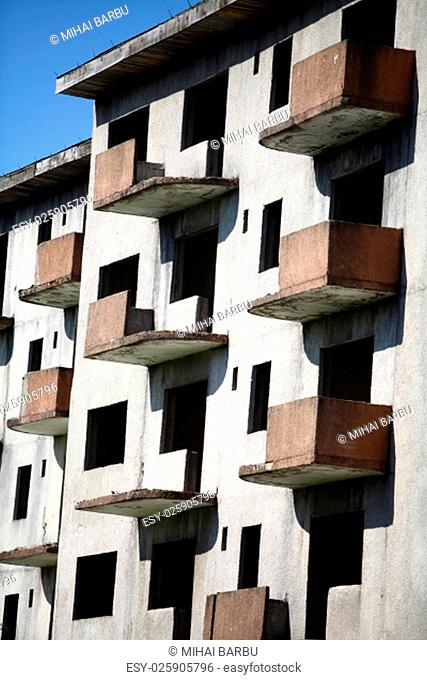 Color image of some abandoned blocks of flats