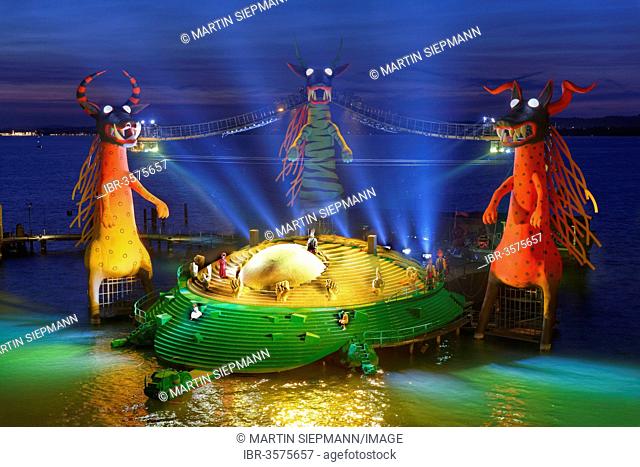 The Magic Flute by Wolfgang Amadeus Mozart, opera performance on the floating stage on Lake Constance, Bregenz Festival 2013