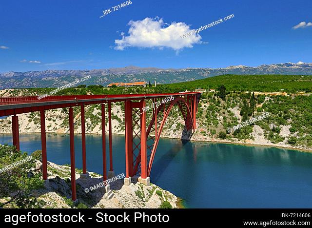 Maslenica Bridge, over the outlet of the Novigrad Sea, Northern Dalmatia, Zadar, Maslenica, Croatia, Europe
