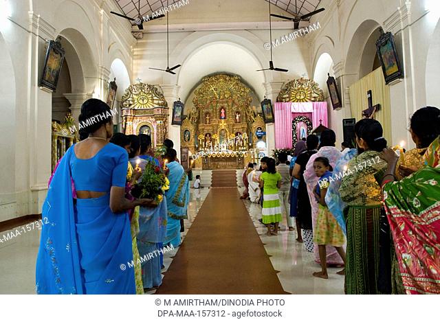 Rosary-day celebration in St. Mary's church Estd1463 dedicated to Our Lady ; popularly called Vechoor Muthiamma at Vechoor ; Kerala ; India