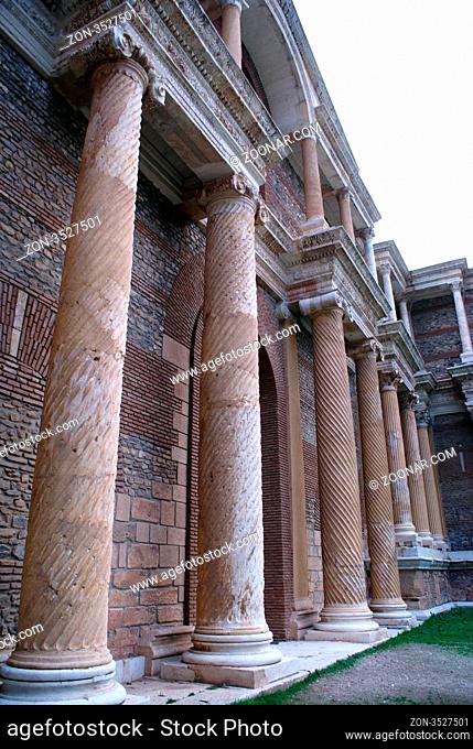 Columns of monumental facade in Sardis, Turkey
