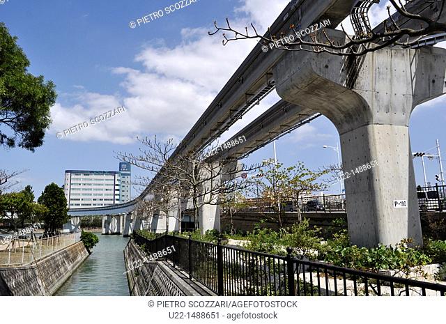Naha (Japan): view of the city, by the Okinawa Urban Monorail-Yui Rail